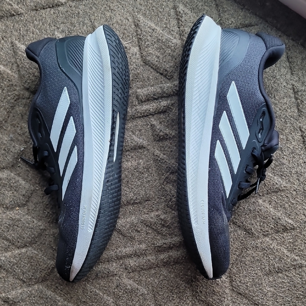 Adidas Men's 12 Runfalcon 5 Wide Cloudfoam Running Shoes Black - Picture 6 of 6
